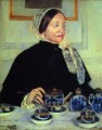 Dame à la table à thé mères des enfants Mary Cassatt